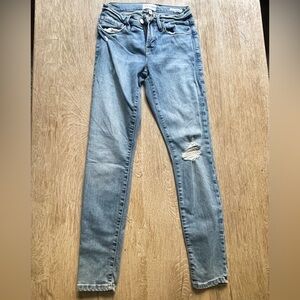 Women's Light Blue Distressed Jeans